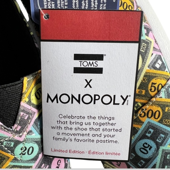 NWT Box Toms x Monopoly Alpargata Graphic Slip On Flats Men’s 9.5 Women’s 10.5 main image 7